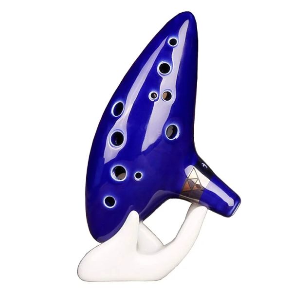 Instrument One Set 12 Hole Legend of Ocarina Ceramic Alto C Tone Piccolo Orff Music Instrument pour les fans de Zelda avec accessoires Bleu foncé