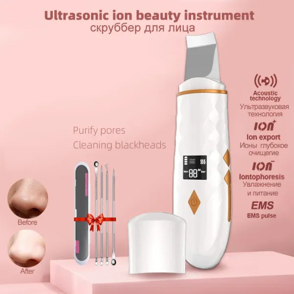 Instrument Ultrasonic Cleaner Face éproignez EMS Masseur ionique pour les microcurrents de levage de pelage du visage pour la spatule de soins de la peau