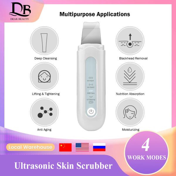 Instrumento Mirador de cabeza negra ultrasónica para la limpieza de la cara Aparato cosmético Peeling Cavitation Care Purifier Purifier Spatula