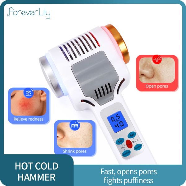 Instrument ultrasons Hot Cold Hammer Cryothérapie Chauffage de glace chaude Chauffage de la peau du visage Resserrer le visage du rajeunissement