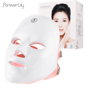 Instrument USB Charge 7 couleurs LED Photon visage masque EMS Traitement de chauffage de compression chaud masque de beauté facal