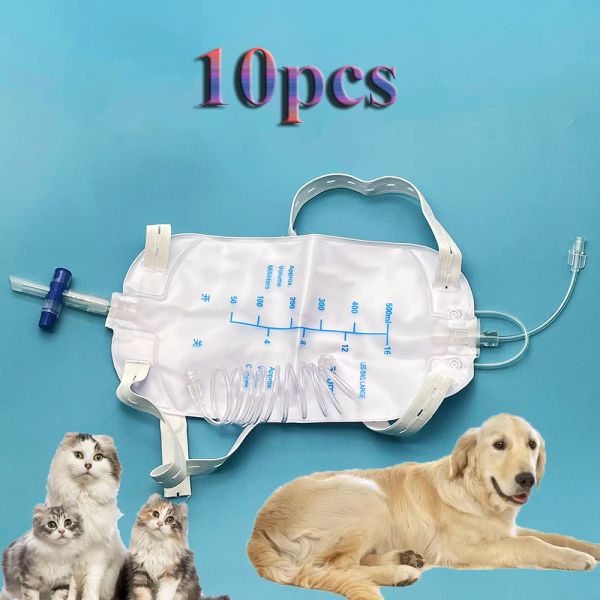 Instruments 10pcs en gros de Pet Cat chien chien de drainage des animaux sac urine collection anti-reflux de drain de reflux tube d'extension et sangle suspendue jetable