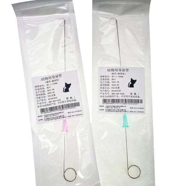 Instruments 1pcs cathéter jetable pour chat de compagnie Luer Lock avec extrémité en queue de cochon sans stylet de suture débloquer la rétention d'urine de soulagement de lavage