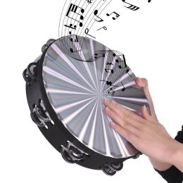 Instrumenten 8/10 inch Tambourine laserpatroon Orff instrument Percussie voor kinderen Verlichting Jingle Bells Reflecterende Drum Handbel