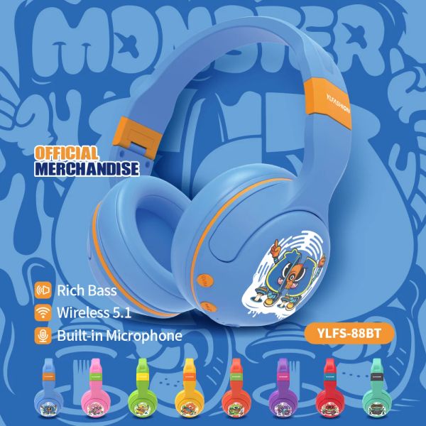 Instruments Cartoon Wireless Headphones Bluetooth 5.0 Casque HiFi pliable avec carte TF support MIC pour téléphone PS4 Gamer