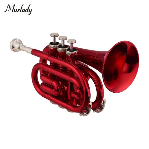 Instruments Muslady Mini Pocket Trumpet BB Flat Brass Material Wind Instrument avec gants d'embouchure Clain de porte
