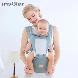 Geïsoleerde ergonomische baby sling draagbare kinderen rugzak verdikte schouder 360 ergonomische hoodie kangaroo 0-36 maanden oud 240426