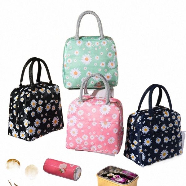 Sac à lunch isolé Fresh Little Daisy Print Boîte portable Multifonctionnel Insulati Sac extérieur Cold Pack Bento Bag pour femmes f7n6 #