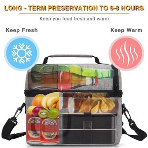 Bolsa térmica aislada para hombres y mujeres multifuncional 8L refrigerador y caja de almuerzo cálida a prueba de fugas impermeable negro Y200429322t