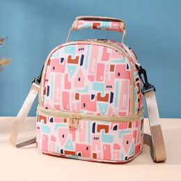 Aislamiento de doble capa Mochila para bebé Viaje Picnic Bolso de comida portátil Mamá Bolsa de lactancia Bolsa de almuerzo térmica para mujeres 240116