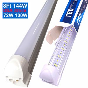Intégrez la lumière de tube de LED de forme de V 2400mm 2.4m 240cm 8Ft 4Ft 5Ft 6Ft T8 8 pieds 72W lumière d'ampoule de porte de refroidisseur profil bas lumières de magasin connectables au plafond Crestech168
