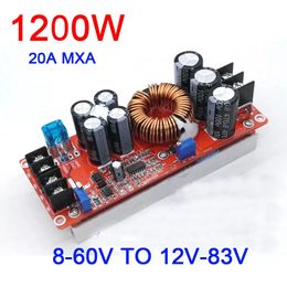 Geïntegreerde circuits 1200W 20A DC-DC Converter Boost Voedingsmodule 8-60V Stap-up naar 12V-83V 24V 48V 19V 72V Spanning Gereguleerd