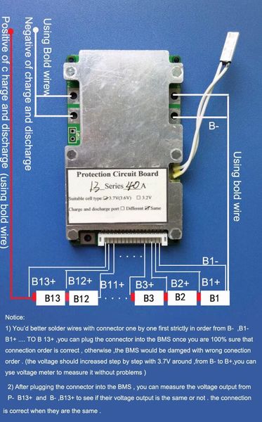 Circuitos integrados PCB de batería de iones de litio de 54,6 V y BMS de 48 V 18650 paquete de celdas con corriente de descarga constante de 40 A para batería de bicicleta eléctrica 13S