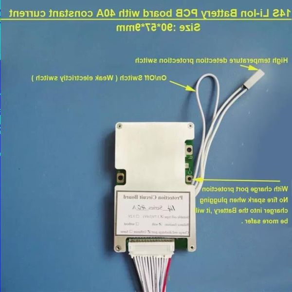 Circuits intégrés Carte PCB de batterie au lithium 588V 14S avec courant constant 40A pour scooter électrique Li ion ou Lipo 48V BMS avec swit Lgop