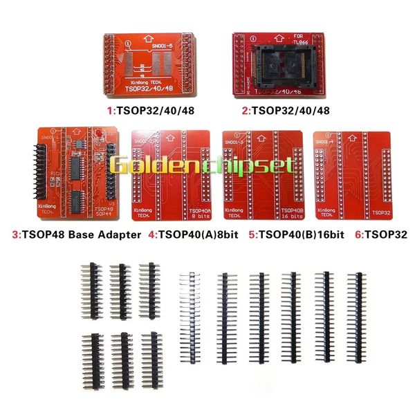 Circuits intégrés 6PCS / lot Adaptateurs d'origine TSOP32 TSOP40 SOP44 TSOP48 ZIF Kits d'adaptateur pour MiniPro TL866 TL866A TL866CS Programmeur universel