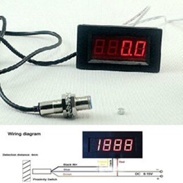 Circuitos integrados Digital LED Punch tacómetro RPM Panel de velocidad medidor 4 dígitos 9999RPM Tacho Gauge Hall sensor de proximidad imán 12v 24v coche