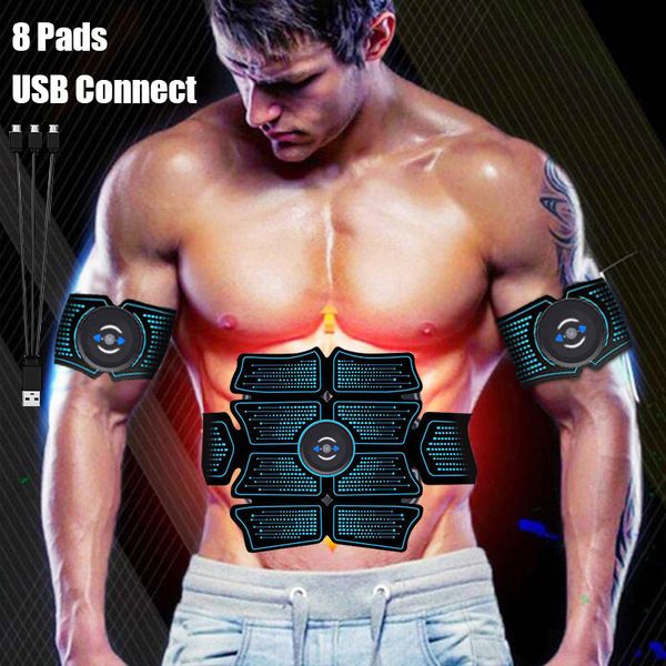 Équipement de fitness intégré EMS Abs Stimulateur de muscles abdominaux Entraîneur de connexion USB Équipement d'entraînement Muscles Électrostimulateur Toner Exercice 230617