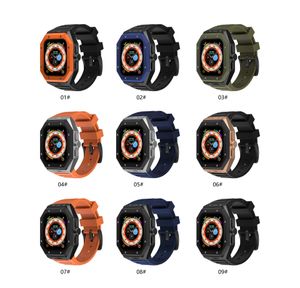 Boîtier de protection intégré en acier pour montre Apple Watch, kit de bricolage, bracelet en silicone pour iWatch série 9 7 6 5 4 SE, taille 45 mm 44 mm