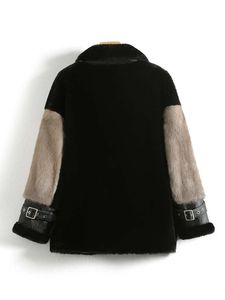 Veste courte intégrée en peau de mouton pour femme, manteau en velours, coupe de mouton, haut de gamme, en fourrure de vison, nouvelle collection hiver 2023, 8972