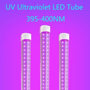 UV LED Blacklight intégrer T8 V en forme de Tube LED UVA 395-400nm 365nm 5ft 4ft 1ft Tube lumières Blub lampe désinfection ultraviolette germe