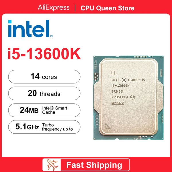 Processeur de jeu Intel Core i513600K i5 13600K 35 GHz, 14 cœurs, 20 threads, 10nm L324M, 125W, LGA 1700, 240219