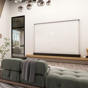 Inteligent White Cinema Elektrisch Floor Up-projectorscherm met slimme stembediening/afstandsbediening/Moblie APP-bediening/trigger