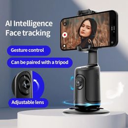 Intellig Ai Mini Selfie Stick Suivi automatique Prise de vue Rotation à 360 degrés Suivi intelligent Support de téléphone en direct Cardans 240309