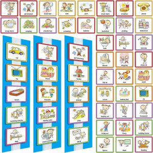 Intelligentie 60 Visuele schemagrafiek Routinekaarten Leermateriaal met achterbord klittenband voor thuis Kleuters ADHD Autisme (blauw) 23830