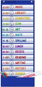 Intelligence Godery Scheduling 13+1 Horario diario de clases Tabla de bolsillo con 18 tarjetas de borrador en seco Ideal para aula, oficina, escuela, hogar, montaje sobre puerta usado (azul) 23830