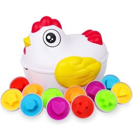Intelligence Toys 12 Matching Eggs Montessori Sensory Baby Toys Easter Chicken Colors Vormen Sorter Learning Educatief speelgoed voor kinderen Geschenken 230209