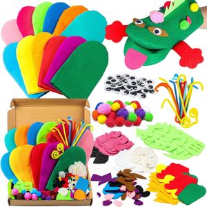 Intelligence Toys 12pcs Animal Hand Puppets Making Kit for Kids Toddlers Diy Art Craft Party Decor Children Role Play Toys Filt Glove Show 230323