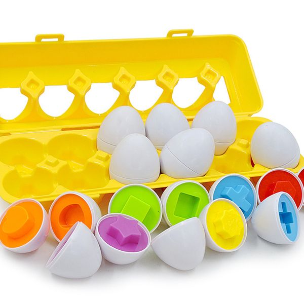 Intelligence Toys 12pcs Montessori Eggs intelligents dans l'éducation à la coupe