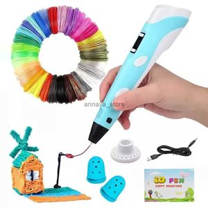 Intelligence Toys Lápices de impresión de bolígrafos 3D Pantalla OLED Gel Art Craft Impresora PLA Filamento Impresión de dibujo 3D para niños/adultos Creativo para dibujar pintura1L23116