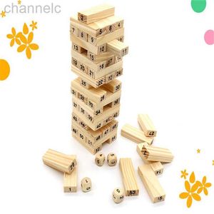 Intelligence toys 54PCS/set Wooden Tower Building Blocks Toy Rainbow Domino Stacker Board Game Folds High Montessori Educational Children Toys