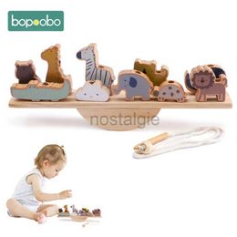 Jouets d'intelligence bébé Animal filetage balançoire jouets en bois blocs empilables jeu Montessori pratique équilibre capacité éducatif enfants cadeau 24327