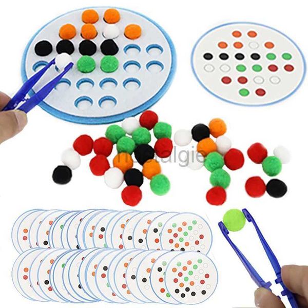 Juguetes de inteligencia Material Montessori para bebé, juguetes de fieltro de arcoíris, juego de clasificación de colores de bolas de pelo, juguete educativo para edades tempranas, entrenamiento de motricidad fina preescolar 24327