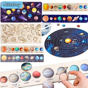 Intelligence Toys Baby Wooden Montessori Teaching Aids Science Science Cognition Puzzle Puzzle Universe Système solaire Huit Planet Matching Puteal Toy