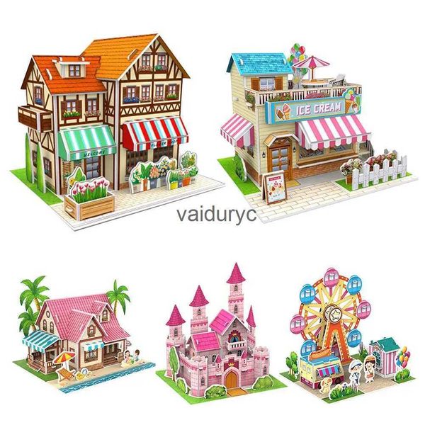 Juguetes de inteligencia Belleza Moda Tridimensional Modelo 3D Rompecabezas Hecho a mano Casas de bricolaje Bloques de construcción Juguetes para niños Casa Puzzlevaiduryc