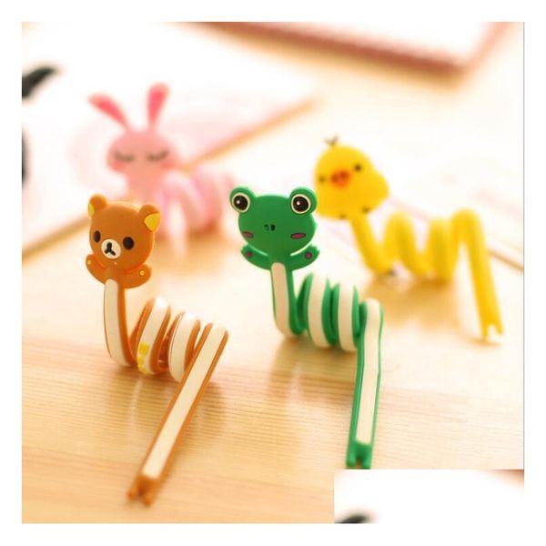 Jouets d'intelligence Dessin animé Animaux boutonnés Ligne fixe Pince Organisateur de fil Clip Support de cordon bien rangé Bobine Enrouleur Enfants Jouet éducatif D Dhtnm