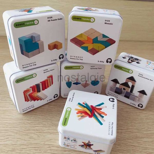 Jouets d'intelligence Enfants Puzzle en bois Domino Tangram Jouets Éducation précoce Enfants Jeu interactif avec boîte de vente au détail 24327