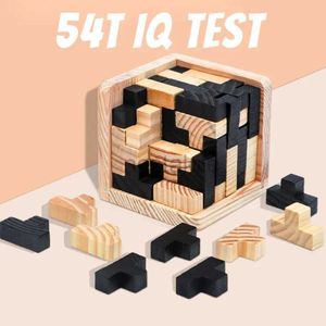 Intelligentie speelgoed Creatief 3D Houten Kubus Puzzel Ming Luban Grijpende Educatief Speelgoed Voor Kinderen Kids Brain Teaser Vroeg Leren Speelgoed Gift 24327