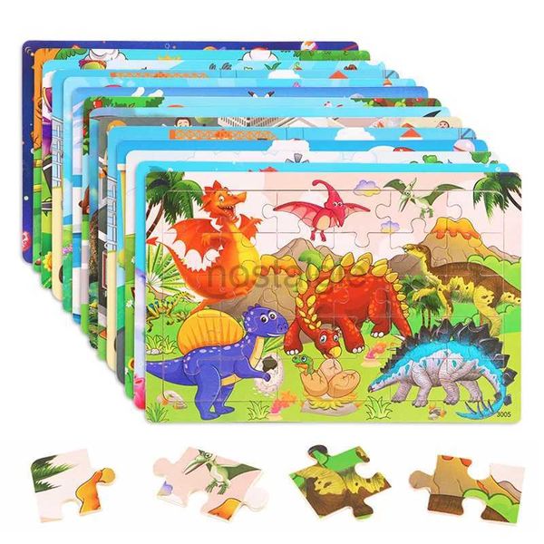 Intelligence Toys Economy Rompecabezas 3D Montessori de 30 piezas, rompecabezas de madera con animales de dibujos animados, juego de mesa, juguetes educativos para niños, regalos 24327