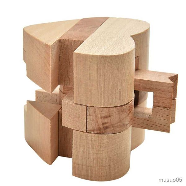 Jouets d'intelligence Jeu d'intelligence éducative Luban Lock Cadeau de la Saint-Valentin Cube en forme de coeur en bois IQ Casse-tête Ming Lock