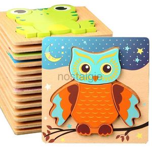 Intelligentie speelgoed Hoge Kwaliteit 3D Houten Puzzels Educatief Cartoon Dieren Vroeg Leren Cognitie Puzzel Spel Voor Kinderen Speelgoed 24327