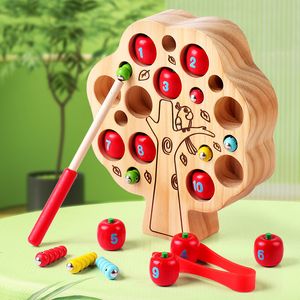Jouets intelligents Infant Montessori jouets éducatifs en bois développement intelligent interaction parent-enfant cognition numérique arbre fruitier clip jouets 230719