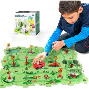 Jouets d'intelligence jeu de société logique pour enfants Puzzle jouets course voiture piste fente Rail Monetssori éducatif 231031