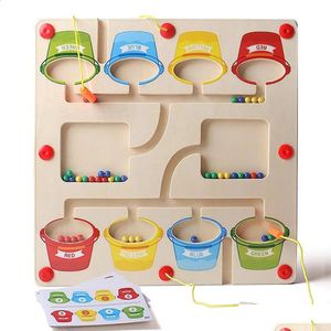 Intelligentie Speelgoed Magnetisch Houten Kleur En Nummer Doolhof Montessori Tellen Spelbord Puzzels Educatieve Cognitie Voor Kleuters Dhvfs