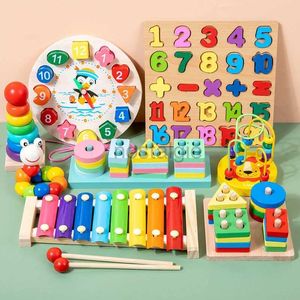 Intelligentie speelgoed Montessori Baby Speelgoed Houten Blokken Legpuzzels Spel Voorschoolse Vroeg Leren Educatieve Ontwikkeling Voor Kinderen Geschenken 24327