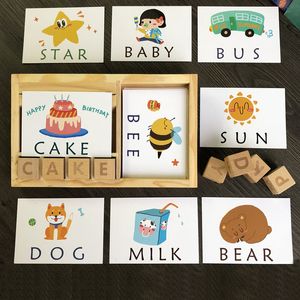 Jouets d'intelligence Montessori apprentissage cartes anglaises Alphabet orthographe mots enfants jeux orthographe mot bloc de construction jouets éducatifs précoces 230919