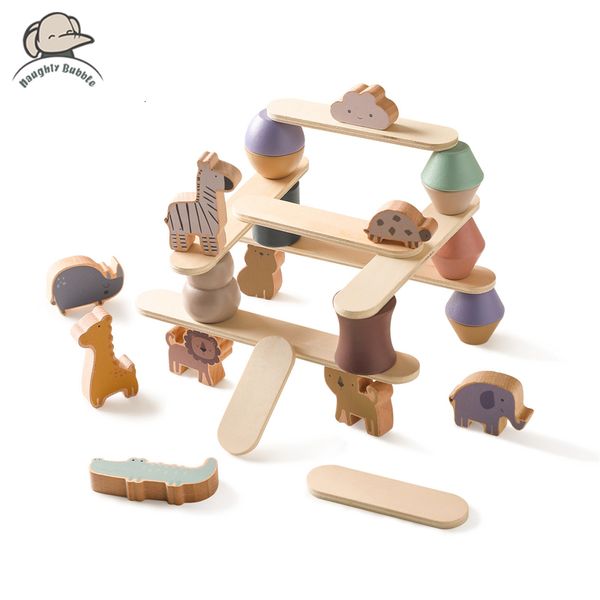 Juguetes de inteligencia Juguetes de madera Montessori juegos de mesa ocupados equilibrador para niños aprendizaje y educación recuerdos de bebés juguetes apilables con forma de animal 230919